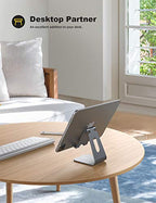 Lamicall Tablet Stand, Tablet Holder for Desk - Multi-Angle Adjustable Tablet Desktop Dock Gifts, Compatible with iPad Pro 11, 12.9, Air, Mini, Fire HD, Galaxy Tab, and Other 4-13" Tablets, Gray - color: Grey