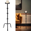 Mumufy 1 Pcs 32 Inch Metal Candlestick Floor Pillar Candleholder Elegant Tall Candleholder Metal Candelabra Candlesticks Holder for Formal Events Wedding Church Holiday Decor (Black)