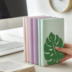 Peacoblue Metal Bookends for Shelves, Modern Decorative Heavy Duty Study Book Support Stoppers for Office, Desk, Shelf, Room 5.3"x4.3"x6.1" Cast Iron Simple Green Book Ends, 1 Pair (Monstera Leaf) - style: Monstera Leaf
