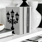 Peacoblue Metal Bookends for Shelves, Modern Decorative Heavy Duty Study Book Support Stoppers for Office, Desk, Shelf, Room 5.3"x4.3"x7.3" Cast Iron Simple Tall Bookends, 1 Pair (Street Lamp) - style: Street Lamp