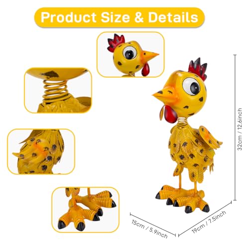 Metal Rooster Garden Statue Outdoor Chicken Decor Yard Art Decoration,Garden Sculptures for Backyard Patio Lawn Ornaments - color: Yellow Rooster