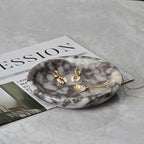 ZSHAWN Natural Marble Ring Dish Jewelry Tray – 5.5" Trinket Dish for Rings Earrings Necklace, Scratch-Resistant Vanity Organizer, Elegant Gift for Women (Calacatta Viola) - color: Calacatta Viola