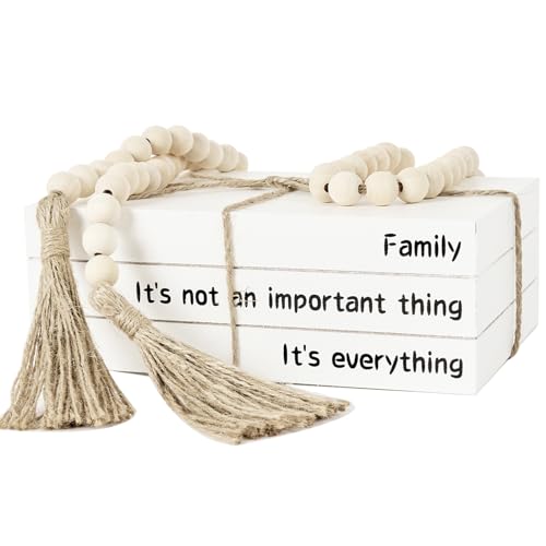 Decorative Books for Home Decor, White Faux Books for Decoration, Rustic Farmhouse Stacked Display Books (Family) - style: Family