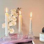 Taper Glass Candlestick Holders Tealight Candle Holders Votive Candle Stick Holder for Table Centerpieces Wedding Decor(6 Pcs, Clear)