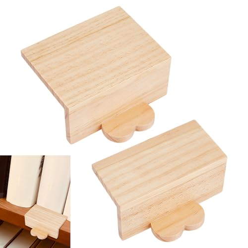 PH PandaHall 2pcs Heart Pine Wood Bookends for Shelves, Book Alignment Tool Natural Books Ends Decorative Book Shelf Organizer for Home Office Room Library, 2 Sizes