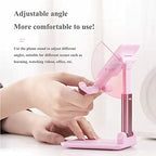 Meetuo 2 Pcs Cell Phone Stand, Adjustable Angle Height Phone Stand for Desk, Foldable Portable Phone Holder for iPhone 14/13/12/Smartphones - color: Pink+Black