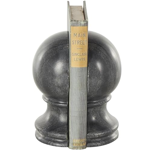 Deco 79 Marble Globe Decorative Bookends Sleek Orb Non Skid Bookends, Set of 2 Office Bookends2 W, 7" H, Black - color: Black, size: 2"W, 7"H