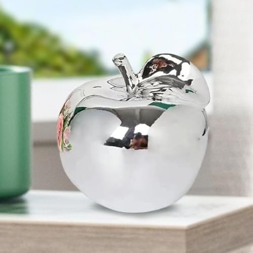 Fenteer Fruit Sculpture Desktop Statue Delicate Ideal Gifts Artistic Ornament Ceramic Figurine for Rooms Porches Desktops Homes Cafes, Silver, M - color: Silver, size: Medium