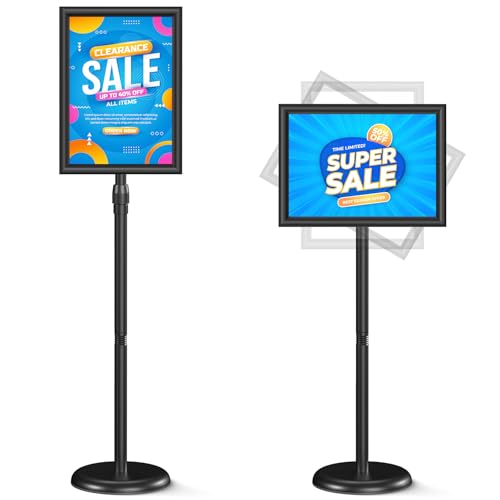 Relx Sign Holder Stand 11*17 inches - Adjustable Floor Standing Sign Holder - Signage Stand with Snap-Open Frame Display for Malls,Schools,Restaurants (black) - color: black1