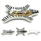 Zebra Stripe Jewelry Tray Ceramic Dishes Plate Gilded 5.9", Gold (Black) - color: Black