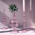 Candle Stick Candle Holder, Glass Candle Holders for Table Centerpiece, Modern Style Pink Candle Holder Mixed 4pcs - color: Pink