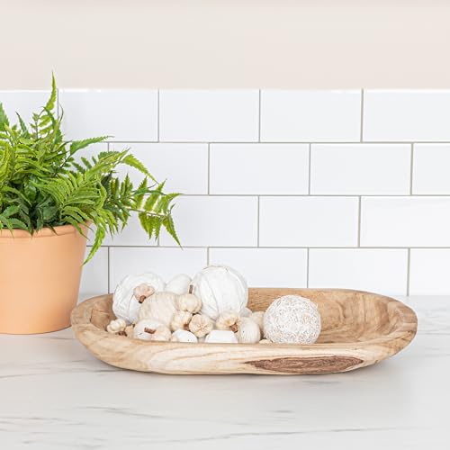 Bloomingville Hand-Carved Paulownia Wood Bowl, Natural - color: Charred Finish