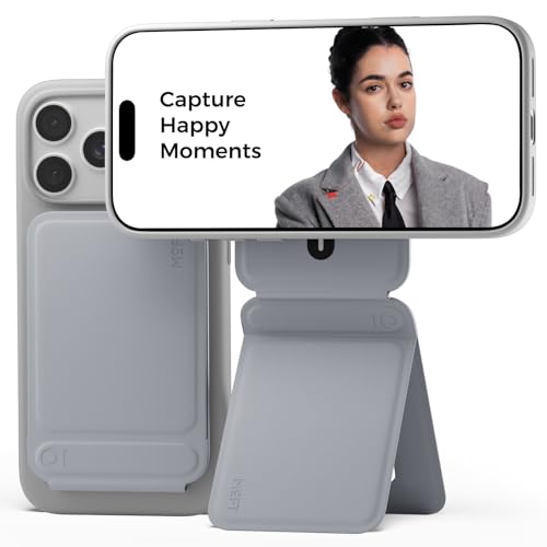 MOFT Phone Tripod Stand Selfie Stick for iPhone, Multi-Angles iPhone Stand, Lightweight & Portable Phone Holder, Strong Magnets, MOVAS Vegan Leather, Travel Essentials, Cement (Without Card Slot) - color: Cement x Without Card Slot, size: Wthout Card Slot