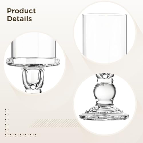 3 Pcs Modern Crystal Glass Hurricane Candle Holders Set, Elegant Roman Column Style with Windproof Glass Shades, Ideal for Pillar Candles, Wedding & Home Décor