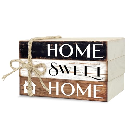 Mini Decorative Books For Home Decor, Small Wood Book Stack For Table Decor, Home Decor Book For Living Room Mantel, Farmhouse Stacked Books Decorative（L34） - color: Black white brown