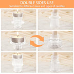 12 Pcs Glass Candlestick Holders Taper Candle Holders for Table Centerpieces, Wedding Decor and Dinner Party, Clear