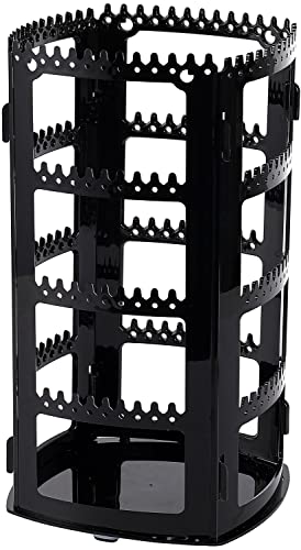 Sooyee 360 Rotating Earring Holder and Jewelry Organizer, 4 Tiers Jewelry Rack Display Classic Stand, 156 Holes and 160 Grooves for Necklaces Earrings Piercings, Black - color: Black
