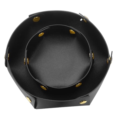 uxcell 2 Pcs Valet Tray for Women and Men, PU Leather Jewelry Tray Entryway Table Bedside Nightstand Catchall Storage Organizer for Jewelry Key Coin Watch Wallet (2 Size, Black) - color: Black
