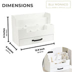 BLU MONACO White Wooden Desk Organizer With Drawer | Desktop Storage With Drawers | Multi-Compartment Desk Caddy for Home Office | 5.7”D x 12.9”W x 9”H Tabletop Accessory Holder