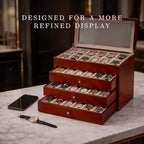 Bey-Berk Custom Personalized Watch Box Organizer - 48 Slot Luxury Solid Wood Designer Display, Large Watch Slots - color: Brown