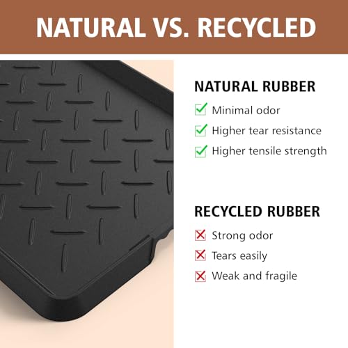 Extra Large Heavy Duty Boot Natural Rubber Shoe Mat for Entryway with Shoes Brush Large Boot Mat Multi-Purpose for Indoor or Outdoor, 16.1x 47.6 Inches - size: 47.6 inch (L) x 16.1 inch (W) x 1.01 inch (H)