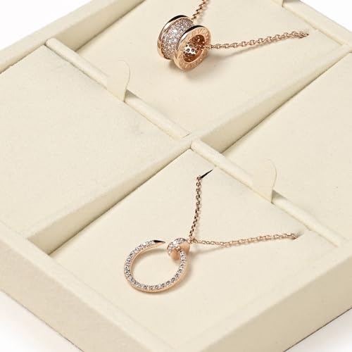 Oirlv Microfiber 4 Slots Jewelry Pendant Display Tray Jewelry Necklace Organizer Display Tray(Beige) - color: 4 Necklaces P13411