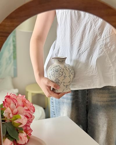 Vintage Chinoiserie Ceramic Vase, Classic Decorative Porcelain Flower Vase for Centerpiece Living Room Table Shelf, Retro Country Decor - color: Retro, size: Small