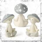 Meditation Mushroom Resin Statue - Cute Meditation Mushroom Statue for Desk Living Room Resin Figurine for Home Patio Office Decoration Cute Plant Statues for Tabletop Garden Backyard Decor - style: Meditation Mushroom A