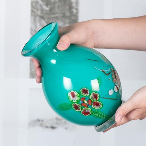 KAMMAK Colored Glass Vase, Beautiful Hand Blown Decorative Vase, Modern Art Vase for Flower Mantle Dining Table Centerpiece, Entryway Living Room Wedding Decoration (JG2057) - style: JG02057