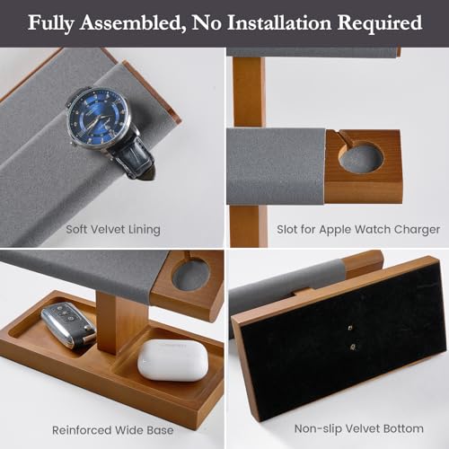 ProCase Wood Watch Display Stand Holder for Men, Wristwatch Tower with T-Bar Design, Hanging Watch Rack, Wooden Wrist Watch Tree - color: Brown, size: 2-Tier