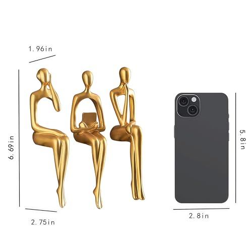 XINXUAN Gold Statue Home Decor - Modern Bookshelf & Desk Decor - 3 Piece Set - color: Gold