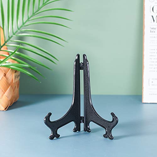 Artliving 7" Black 24pcs/Set Plastic Easels Plate Display Stands Picture Frame Stand Holder - color: Black, size: 7inch(24piece)
