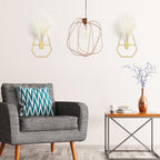 Peryiter 2 Pcs Boho Wall Decor Metal Gold Wall Art Hanging Planters with Artificial Pampas Modern Home Decor Display Art for Living Room Bedroom Bathroom(Vase) - style: Vase