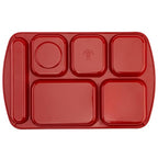 G.E.T. 6 Compartment School Cafeteria Tray, Right Handed, 10" x 15", Red (4 Pack) - color: Red, size: 10" x 15", style: 4 Pack Right Handed Trays