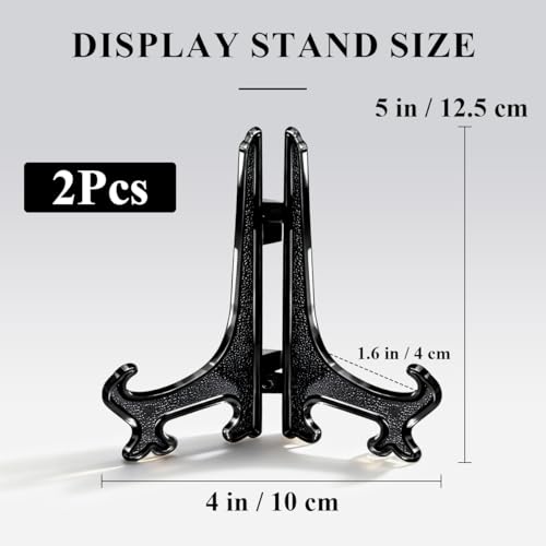 5 Inch Black Acrylic Book Stand 2pcs Dark Display Easel for Cookbooks Office Name Plates Photo Frames Shelf Decor Minimalist Home Kitchen Holder - color: Black, size: 5inch