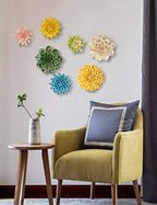 SEINHIJO Ceramic Flower Wall Decor 3D Wall Art Sculpture Modern Art Gift for Bedroom Living Room Home Office Yellow 6.7 Inch