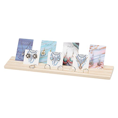 PH PandaHall Portable Wooden Earring Display Holder, 3-slot Ring Jewelry Display Stand Craft Showing Organizer Tray Wood Business Card Holder for Tabletop Shows Jewelry Displaying, 15x3, Wheat - color: Wheat
