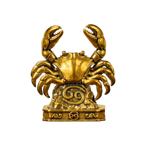 Cancer – Cancer Crab Zodiac Brass Sculpture – Handmade Solid Retro Figurine, Unique Home & Office Decor, for Astrology Fans - style: Cancer