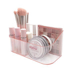 SUNFICON Makeup Holder Tray Organizer Cosmetic Display Case Tabletop Desktop Vanity Countertop Bathroom Wall Cabinet Medicine Storage Box 9 Dividers 2 Removable for Womens Ladies Girls Crystal Pink - color: Pink