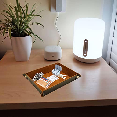Valet Organizer - Catchall Tray for Jewelry, Wallets, Watches, Keys, Coins, Phones, Glasses - Perfect for Nightstand, Desk, Entryway - color: Brown