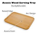 2 Pack Solid Wood Serving Platters and Trays of Natural with Edge,Rectangular Avoid Sliding and Spilling Food (Wood 10x7Inch) - color: Wood 10x7inch