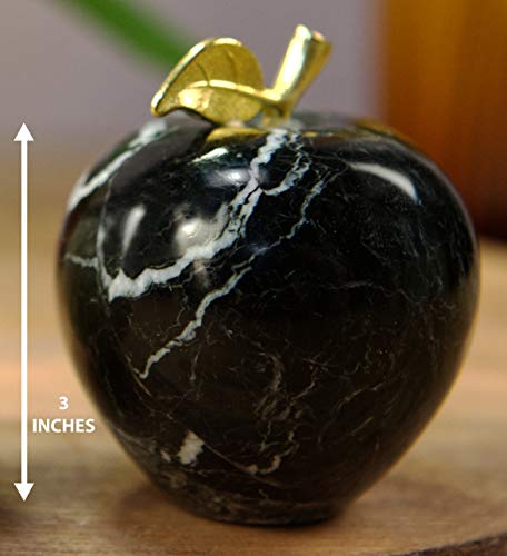 Radicaln Best Home Decor Black Apple Marble Paperweight – Handcrafted Decor Marble Paperweight – Suitable for Table Decor, Office Decor and Study - color: Black Apple