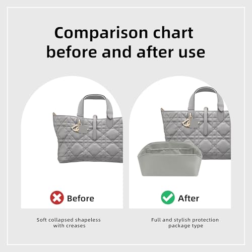 DGAZ Silk Purse Organizer Insert Fits Dior Toujours Bags，Silky Smooth Bag Organizer，Luxury Handbag & Tote Shaper(Peral Grey,Toujours L) - color: Peral Grey, size: Large