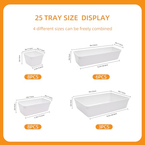 Kitchen Desk Drawer Organizers Storage for Office, Small Acrylic Vanity Trays Makeup for Drawer Bathroom Plastic Make up Organizers 25 Pcs White - color: White