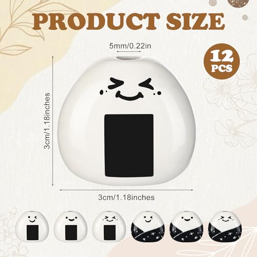 12 Pcs Cute Handmade Mini Flower Vase, Ceramic Rice Ball Japanese Onigiri Miniature Vases for Home Room Table Decoration Japanese Craft Gift
