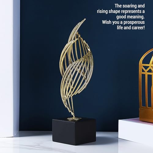 Sorandy Fortune Attracting Ornaments Modern Metal Sculpture, Iron Luxury Abstract Art Statue Decorative for Home, Living Room, Bedroom, Office, Shelf, Table Decor (Black Base)