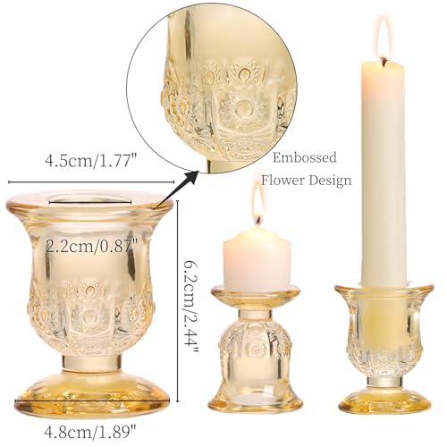 10pcs Gold Candlestick Holders, Glass Taper Candle Holders for Table Centerpiece Decor, Wedding, Birthday, Gift - color: Gold