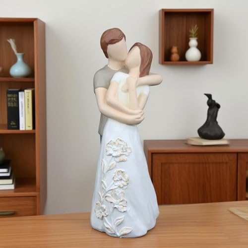 White Couple Embracing Resin Figurine, 6.1" H, Romantic Gifts for Him & Her, Abstract Romantic Design, Engagement Anniversary Wedding Keepsake Home Decor - style: White Couple Embrace