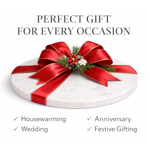 11-Inch Round Marble Cheese Board – Solid White Natural Stone Cutting Board & Charcuterie Serving Tray with Non-Slip Feet, 0.5” Thick, Easy to Clean. - color: White, size: 11"L x 11"W