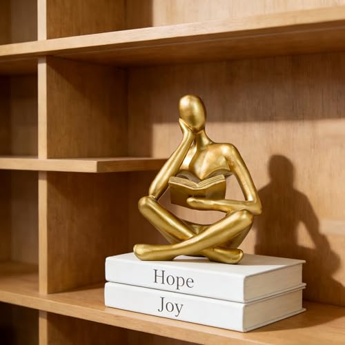 Bookshelf Decor, Coffee Table Decor, Library Decor Sculptures - Abstract Thinker Statue, Resin Modern Art Sculptures for Living Room, Office Desk, Home Decor (Gold(A)) - color: Gold(a)